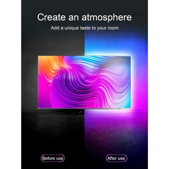 16.4ft Light for 45-75 Inch RGB TV Music Sync Bluetooth USB Powered for Bedroom - Picture 4 of 9